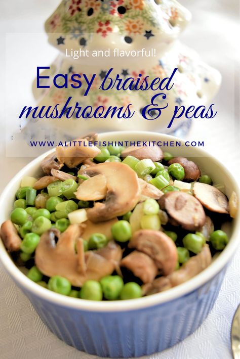 This light and flavorful veggie side dish will complement any holiday ham, poultry or roast beef! #sidedishes #Christmas #vegetablesidedishes #vegetables #mushroomrecipes #peas #holidaymenu Braised Mushrooms, Peas And Mushrooms, Veggie Side Dish, Holiday Ham, Mushroom Dish, Best Christmas Recipes, Easy Party Food, Star Food, Best Side Dishes