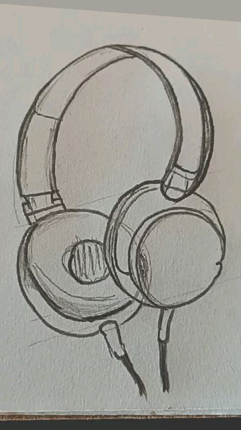 Sketches Headphones, Headphones Aesthetic Drawing, Small Pencil Drawings, Sketch Headphones, How To Draw Headphones, Draw Headphones, Headphones Doodle, Drawing Headphones, Headphone Drawing