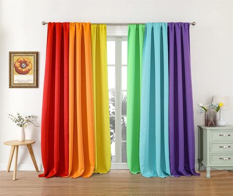 Amazon.com: THOOO 6 Panels Blackout Curtains Rainbow Curtains for Bedroom Living Room 84 Inches Long Room Darkening Rod Pocket Curtains Backdrop Curtains Colorful Drapes Red, Orange, Yellow, Green, Blue, Purple : Home & Kitchen Curtains Amazon, Curtains Backdrop, Curtains Colorful, Rainbow Curtains, Backdrop Curtains, Red Drapes, Long Room, Pocket Curtains, Curtain Backdrops