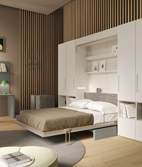 Studio apartment furniture set IM22_06 | CLEVER Studio With Sofa Bed, Foldaway Bed, Space Saving Bed, Murphy Bed Sofa Combo, Wall Beds, Hide Bed In Studio Apartment, Fitness Room Murphy Bed, Studio Apartment Hidden Bed, Murphy Bed Sliding Bookcase