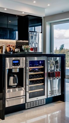 Clever Kitchen Ideas, Built In Coffee Maker, Luxury Mansions Interior, Elegant Kitchen Design, Smelling Good, Kitchen Appliances Luxury, Interior Design Your Home, Kitchen Dinning Room, Wine Coolers