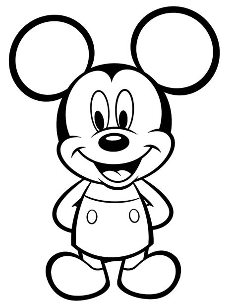 Mickey Mouse: An easy-to-color Mickey Mouse Design standing alone smiling. (Free Printable Coloring Page for Kids) Easy Cartoon Drawings Mickey Mouse, Basic Cartoon Drawing, Mickey Mouse Crafts For Preschoolers, How To Draw Mickey Mouse, Mickey Mouse Template Free Printables, Kindergarten Coloring Pages Free, Mickey Mouse Crafts For Toddlers, Mickey Mouse Coloring Pages Printables, Black N White Drawings