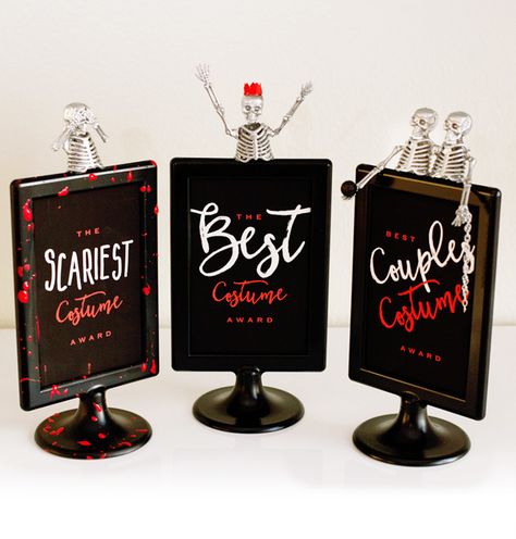 DIY Halloween Costume Contest Awards + Free Printables // Hostess with the Mostess® Halloween Costume Contest Awards, Classy Halloween Party, Adult Halloween Party Decorations, Winner Trophy, Halloween Trophies, Trophy Ideas, Halloweenský Makeup, Pumpkin Festival, Classy Halloween