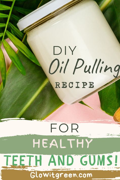 Get a DIY herbal Coconut oil-pulling recipe from Glowitgreen.com! Oil pulling has numerous benefits for a healthy white smile and is a revered practice in Ayurveda! This recipe adds other herbal, natural ingredients that have known benefits for healthy teeth and gums, reduces plaque and freshen breath! Oil Pulling Recipe, Coconut Oil Toothpaste Recipe, Reverse Receding Gums, Coconut Oil Pulling Teeth, Coconut Oil Toothpaste, Remedies For Dry Mouth, Oil Pulling Benefits, Homemade Mouthwash, Healthy Teeth And Gums