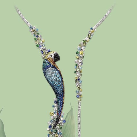 The Curious Parrot comes from the idea of exalting love for nature. Created to be worn as a brooch or hooked to a precious necklace,… Parrot Jewelry, Love For Nature, Jewelry Nature, Macaw Parrot, Nature Necklace, Jewelry Tags, Unusual Jewelry, Brooch Necklace, Jewelry Rings Diamond