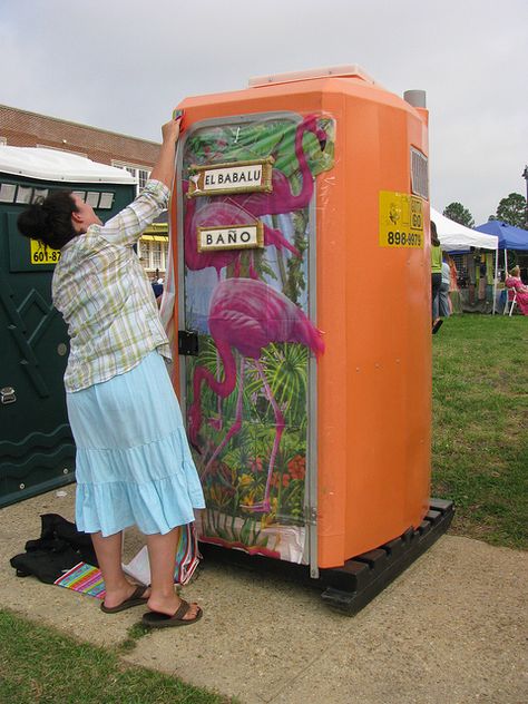 Decorating Porta-Potties by NatalieMaynor, via Flickr Portapotty Ideas, Porta Potty Decorating Ideas, Porta Potty Ideas, Zippity Doo Dah, Planners Ideas, Porta Potty, Out Houses, Portable Potty, Portable Restrooms