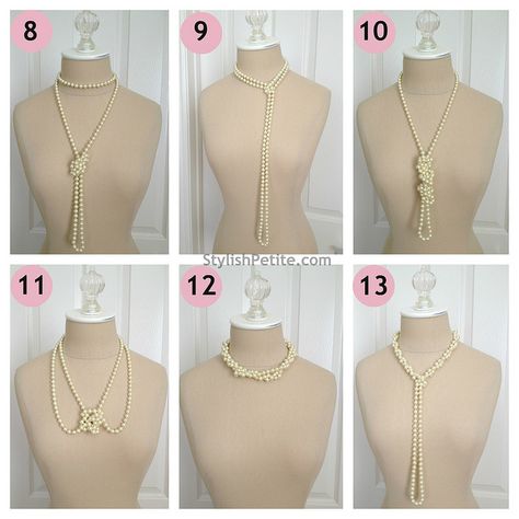 How to wear a 60" Pearl Necklace 21 ways4 Tshirt And Pearl Necklace Outfit, 20s Pearl Necklace, How To Wear A Long Necklace, Long Pearl Necklace Outfit, Pearl Necklace Outfit, How To Wear Pearls, Pearl Necklace Long, Pearl Rope, Gatsby Costume