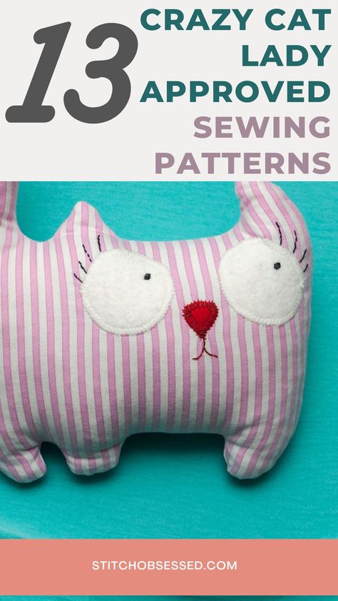 cat stuffed animal pattern Cat Plush Pattern Free, Cat Stuffed Animal Pattern, Cat Pillow Pattern, Patterns For Sewing, Stuffed Animal Pattern, Black Cat Plush, Cat Stuffed Animal, Cat Patterns, Doll Patterns Free