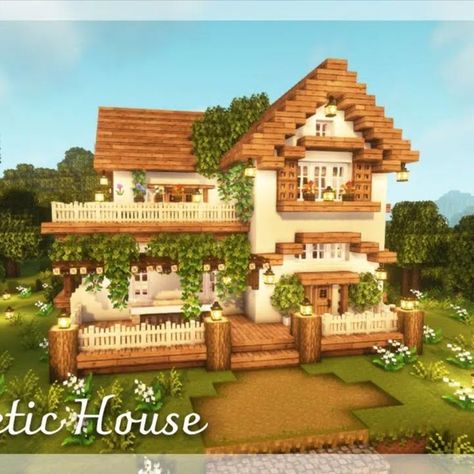 Cottage Core Minecraft House No Mods, Cottegcore Minecraft House, Minecraft Cottage House No Mods, Minecraft Large Cottage House, Minecraft Houses With Tutorial, Cute Cozy Minecraft Houses, Cute Minecraft Homes Cottage, Vanilla Minecraft Cottagecore, Pretty Minecraft Houses No Mods