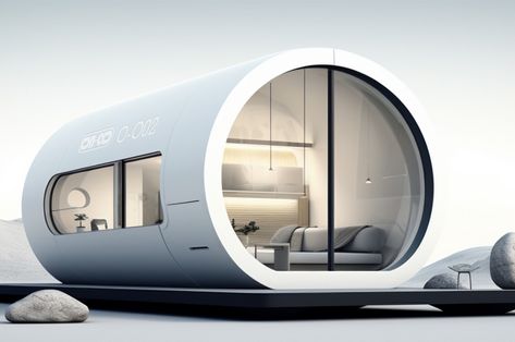 Tiny home concept will have you living in a futuristic capsule house - Yanko Design Capsule House, Shoe Design Sketches, Floating House, Information Architecture, Minimalist Furniture, Prop Design, Yanko Design, Ux Web Design, Futuristic Design