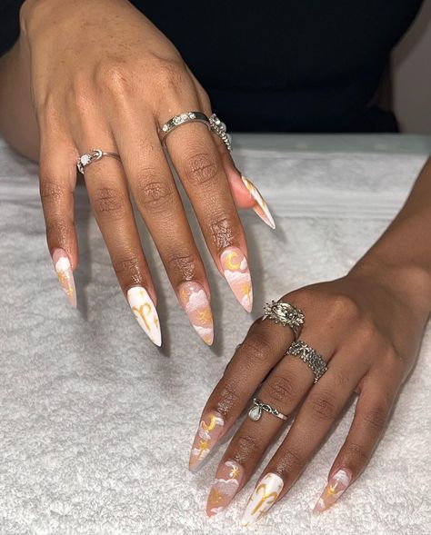 MNT ✨ on Instagram: “🔥♈️It’s Aries Season♈️ 🔥 Birthday Nails for my fellow Aries gal ❤️‍🔥 #biabnails #biab #stillettonails #kiaraskygellytips #candycoat…” Aires Nail Designs, Aires Birthday Nails, Aries Themed Nails, Aries Season Nails, Aries Nails Zodiac Signs, Birthday Nails Aries, Aries Nails Acrylic, Aries Nail Designs, Aries Birthday Nails