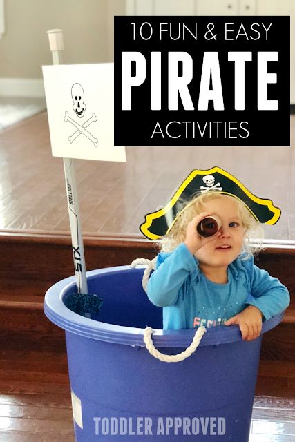 Here are 10 super easy Pirate Week activities that are quick to put together and pack in a whole lot of fun! These are great for preschoolers and toddlers! Pirate Crafts Preschool, Pirate Activities Preschool, Pirate Activities For Kids, Preschool Pirates, Pirate Preschool, Pirates And Princesses, Pirate Unit, Pirate Week, Pirates Theme