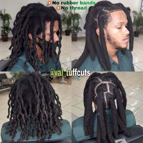 Val_tuffcuts’s Instagram photo: “Tell me this ain't different dreadlocks combined from small to big in 1 session seamlessly be different invest in ur hair its ur crown…” Big Dreads Locs Men, Wick Loc Styles, Combined Locs Before And After, Small Wicks Locs, Wick Locs Men, Wick Dreadlocks, Wicks Dreads Men, Thick Locs Men, Wick Locs