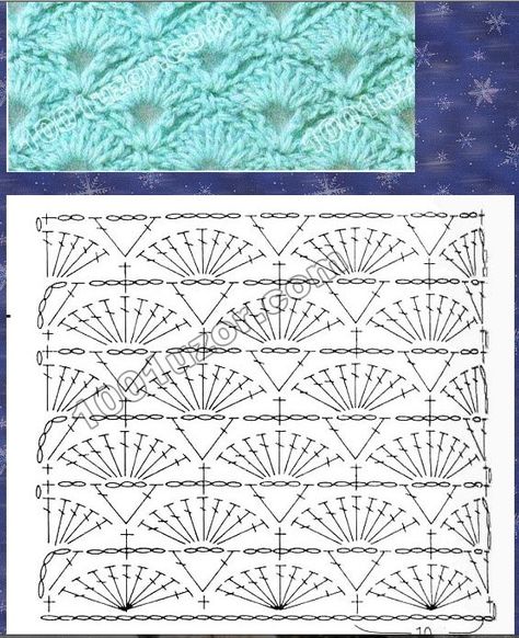 Crochet Shell, Crochet Stitches Diagram, Crochet Stitches Guide, Crochet Shell Stitch, Shell Stitch, Crochet Borders, Crochet Diy, Crochet Motifs, Ideas Crochet