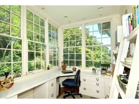 Sunroom Studio, Office Sunroom, Office Addition, Sunroom Office, Porch Office, Shed Makeover, Future Office, Sun Porch, Craft Space