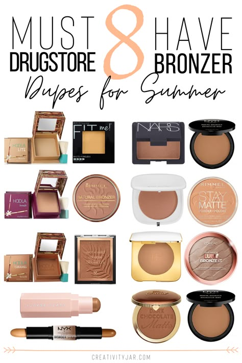 Get a gorgeous bronzed glow for a fraction of the price with these 8 must have drugstore bronzer dupes for summer. Rimmel Natural Bronzer, Drugstore Bronzer, Maquillage Goth, Best Bronzer, Bronzer Makeup, Natural Hair Treatments, Best Drugstore Makeup, Makeup Aesthetic, Drugstore Makeup