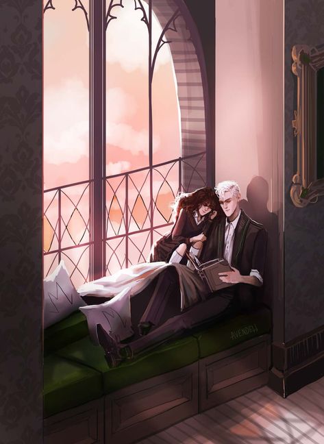 AVENDELL — Another commission piece. Thank you so much, Luna!... Dramione Fanart, Scorpius And Rose, Draco And Hermione Fanfiction, Draco Malfoy Fanart, Dramione Fan Art, Draco Malfoy Aesthetic, Draco And Hermione, Harry Potter Artwork, Draco Harry Potter