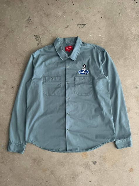 Supreme Supreme Pin Up Work Shirt | Grailed Old Tshirt, Men's Tops, Work Shirt, Work Shirts, Puma Jacket, Nike Jacket, Pin Up, Work Wear, Bomber Jacket