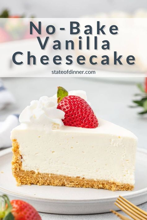 Looking for a quick and easy dessert? Try our No-Bake Vanilla Cheesecake recipe! With its smooth and creamy filling, buttery graham cracker crust, and rich vanilla flavor, it's the perfect treat for any occasion. Whether you're a beginner or a seasoned baker, this recipe is sure to impress. Cheesecake Recipes Easy Homemade, Vanilla Cheesecake Recipes, Best No Bake Cheesecake, No Bake Vanilla Cheesecake, Vanilla Bean Cheesecake, Easy No Bake Cheesecake, Vanilla Cheesecake, Homemade Cheesecake, Baked Cheesecake Recipe