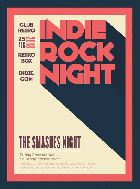 Indie Rock Night Flyer Poster Design PSD Indie Rock Poster Graphic Design, Band Poster Template, Band Flyers Design Concert Posters, Cool Concert Posters, Indie Poster Design, Indie Music Festival Poster, Rock Concert Poster Design, Concert Posters Design, Indie Band Logo