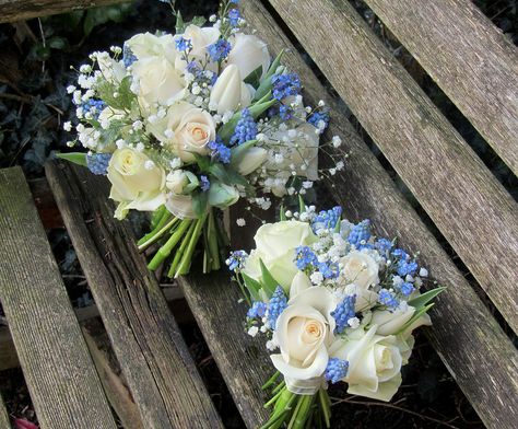 Forget Me Not Flowers Wedding Bridal Bouquets, Periwinkle Prom Bouquet, Wedding Cake With Forget Me Nots, Wedding Bouquets With Forget Me Nots, Wedding Flowers Forget Me Nots, Wedding Bouquet Forget Me Nots, Forget Me Not Wedding Flowers, White And Blue Prom Bouquet, Forget Me Not Bridal Bouquet