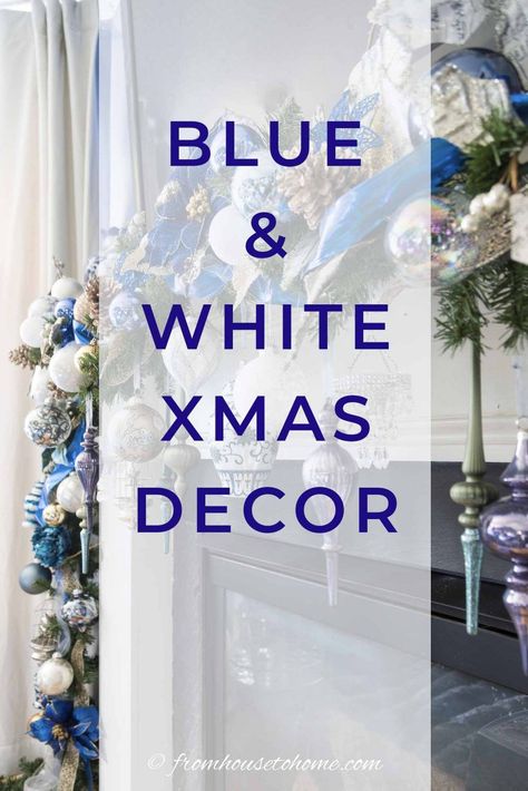 Blue And White Christmas Decor, Holiday Table Inspiration, Christmas Home Decorating, Blue Christmas Tree Decorations, Blue And White Christmas, Navy Christmas, Blue Christmas Decor, Silver Christmas Decorations, Christmas Decorating Ideas