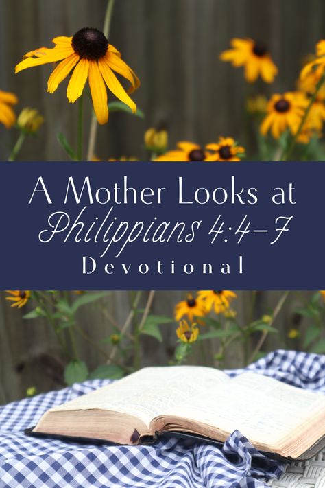 Sometimes looking at a passage of scripture from a certain angle of focus can be helpful. In this devotional I’ve titled, “A Mother Looks at Philippians 4:4-7”, I look at this passage of scripture from the perspective of a mom. Moms need help and encouragement every single day, and God’s Word has the answers and hope that we desperately need! #devoional #devo #bible #godsword #scripture #philippians #study #biblestudy #hope #joy #peace #answers #mom #mother #motherhood #children #ashleyqurollo Mothers Day Devotionals, Mothers Day Devotions For Church, Mother’s Day Devotional, Mothers Day Scripture, Mothers Day Bible Verse, Mom Devotional, Good Scriptures, Bible Verse For Moms, Mom Motivation