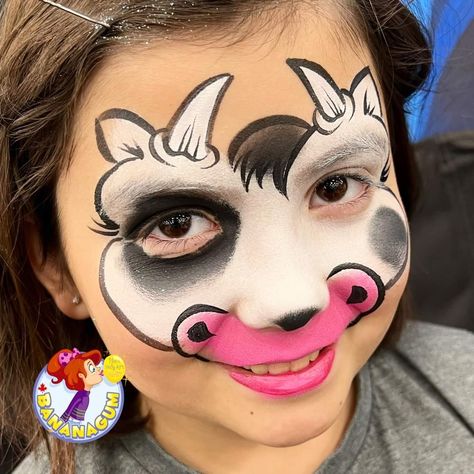 Farm Face Paint, Cow Face Painting, Cow Face Paint, Horse Face Paint, Easter Face Paint, Easy Face Painting Designs, Animal Face Paintings, Animal Masks For Kids, Cheek Art