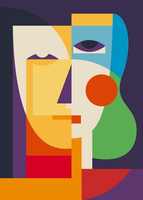 Geometric Portrait, Ipad Painting, Shape Collage, Still Life Drawing, Geometric Art Prints, Colorful Artwork, Abstract Faces, Abstract Portrait, Cubism