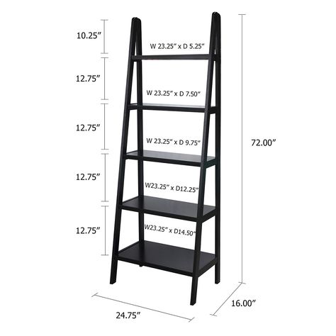 Casual Home 5-Shelf Ladder Bookcase | Kohls Bookshelf Coffee Bar, Vase Shelf, Ladder Shelf Decor, Ladder Shelf Diy, French Bookcase, Shelf Ladder, Ladder Stands, Ladder Bookshelf, Ladder Shelf