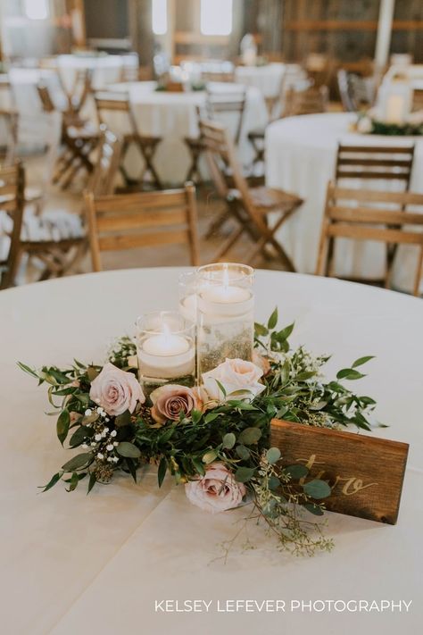 Round Table Centerpieces, Greenery Wedding Centerpieces, Floating Candle Centerpieces, Elegant Wedding Centerpiece, Greenery Centerpiece, Simple Wedding Centerpieces, Candle Wedding Centerpieces, Reception Photos, Wedding Floral Centerpieces