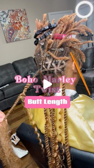 DefinedLocs - GA on Instagram: "Are these BOHO MARLEY TWIST giving spring break vacation vibes?    Get them styled over locs or on loose hair   Butt length   ✨ Hair is included with price.   Products used: LOC GEL by @definedlocs (link in bio to purchase)  #definedlocs #locs #locstyles #stylesoverlocs #marleytwist #bohotwist #bohotwists #marleytwistatl #cubantwist #coloredlocs #vacationhair #springbreak #beachhair #braids #protectivehairstyle #womenlocstyles #locstylesforwomen #loctician #atllocstylist #atlloctician #conyershair #conyershairstylist #lithoniahairstylist #hairnbeautydirectory #summerhair #explorepage #exploremore #explorepage✨" Extended Locs With Marley Hair, Marley Twist On Locs, Boho Twists Over Locs, Boho Braids Over Locs, Island Twist Over Locs, Cuban Twist Over Locs, Twist Over Locs Protective Styles, Braided Locs Styles For Women, Vacation Loc Styles