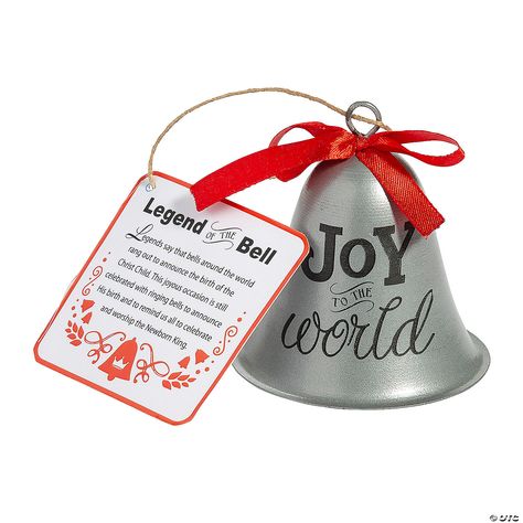 Legend of the Bell Christmas Ornaments with Card - 12 Pc. | Oriental Trading Christmas Bell Sayings, Christmas Bell Centerpiece, Christmas Bells Craft, Bell Ornaments Diy, Christmas Bells Decorations, Small Nativity Set, Bell Christmas Ornaments, Metal Christmas Ornaments, Silver Bells Christmas