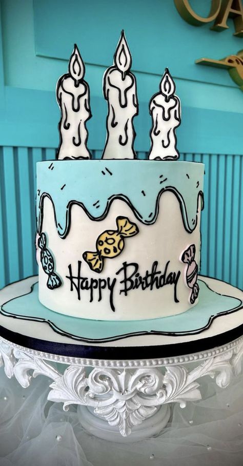 Birthday Cake 2023 Trend For Men, 2d Comic Cake Ideas, Birthday Cake For Teen Boy, Cartoon Cake Drawing, Comic Cake Design, Comic Cake Ideas, Cakes Cartoon, 2d Cake, Simple Comic