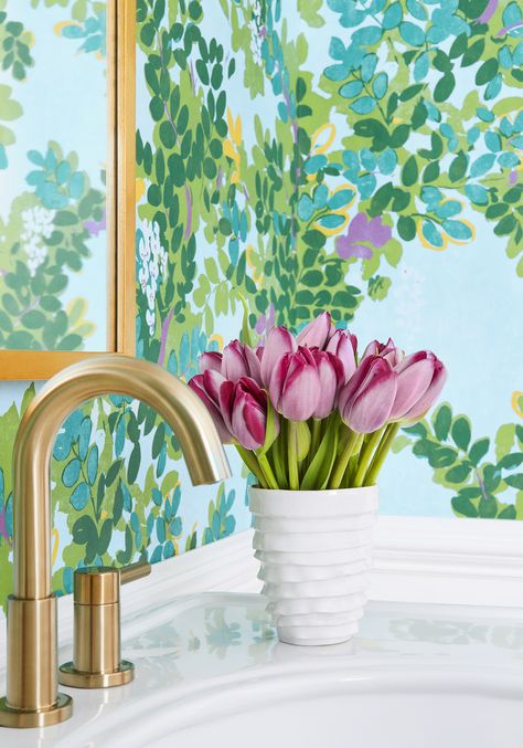 Powder Bath Wallpaper Colorful, Central Park Wallpaper, Park Wallpaper, Thibaut Wallpaper, Antique Wallpaper, Botanical Pattern, Wallpaper Online, Wallpaper Paste, Home Wallpaper