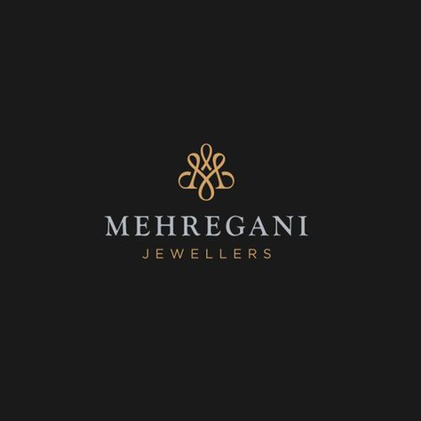 MEHREGANI Designer Gold Jewelry With Metal Logo, Elegant Gold Jewelry With Metal Logo, Luxury Jewelry With Metal Logo, Luxury Elegant Jewelry With Logo, Luxury Designer Jewelry With Gold-tone Logo Lettering, Type Logo, Jewelry Logo Design, Elegant Logo Design, Hotel Logo