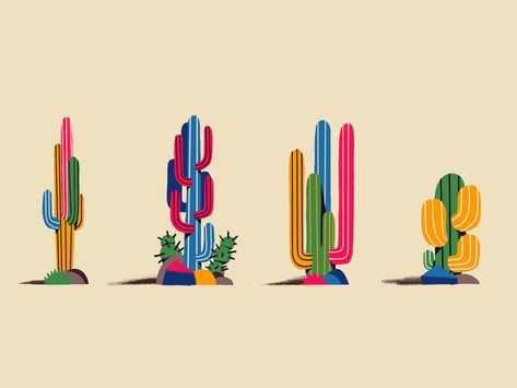 Cactus Mexico, Desert Illustration, Neon Cactus, Amazing Illustrations, Cactus Vector, Cactus Drawing, Cactus Illustration, Cactus Design, Cactus Art