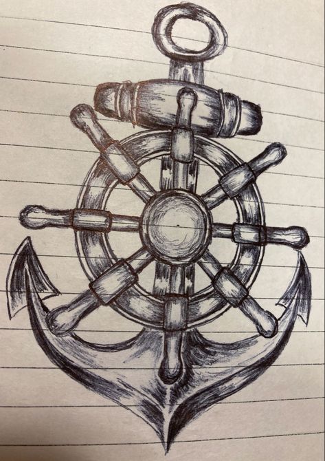 Anchor Pencil Drawing, Navy Drawings, Navy Anchor Tattoos, Drawing Patterns, Anchor Tattoos, Petite Tattoos, Navy Anchor, Navy Logo, Sketchbook Drawings