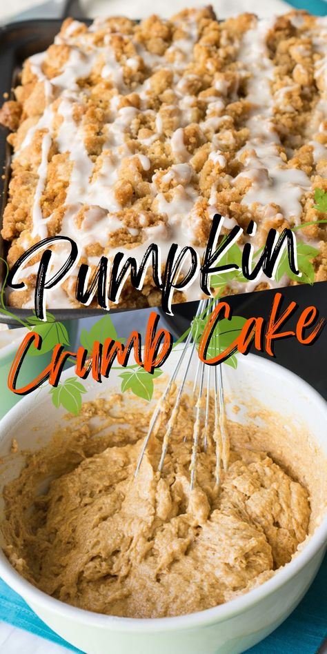 Pumpkin Crumb Cake Pumpkin Crumb Cake, Moist Pumpkin Cake, Pumpkin Cake Easy, Pumpkin Crunch Cake, Pumpkin Crunch, Crumb Cake Recipe, Fall Parties, Pumpkin Cake Recipes, Crumb Cake