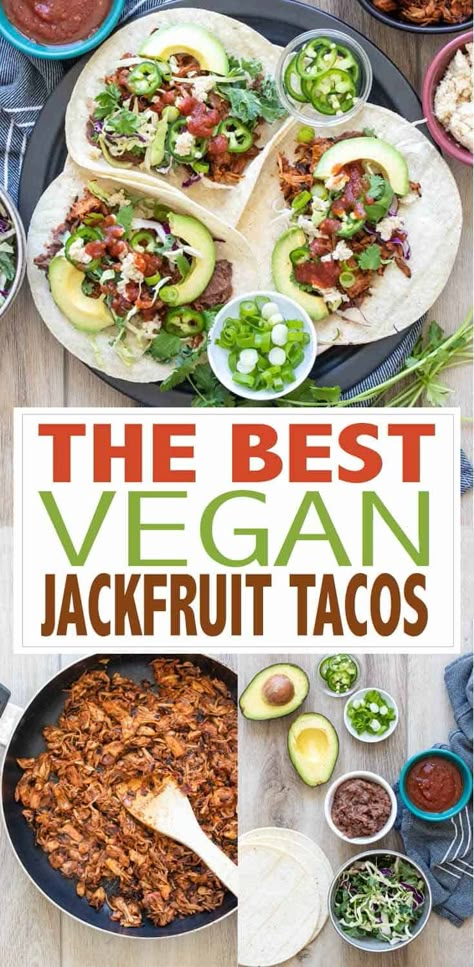 Jackfruit Tacos Vegan, Jackfruit Chicken, Jackfruit Carnitas, Jackfruit Pulled Pork, Vegan Tacos Recipes, Vegan Jackfruit, Jackfruit Tacos, Jackfruit Recipes, Vegan Mexican Recipes