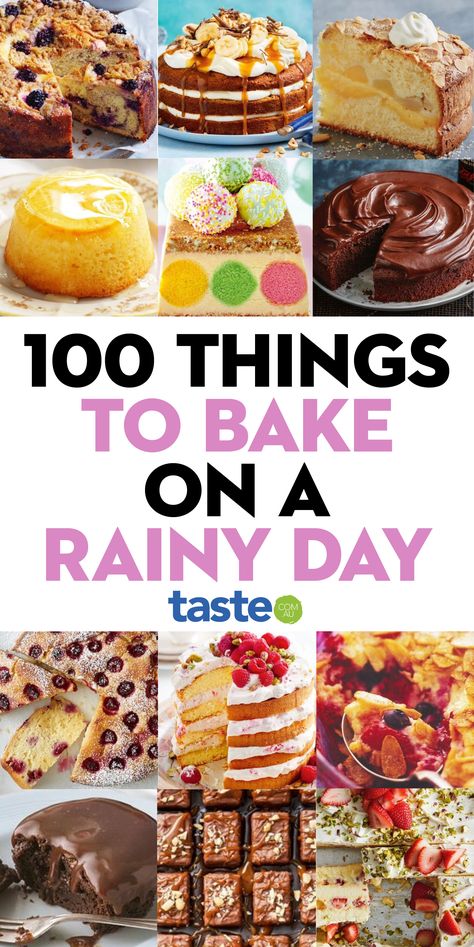 Comfort Baking Desserts, Rainy Day Recipes Desserts, Rainy Day Things To Bake, Desserts With Household Ingredients, Food On Rainy Days, Baking Recipes For Rainy Days, Rainy Day Snacks Comfort Foods, Rainy Day Baking Ideas, Baking Day Ideas