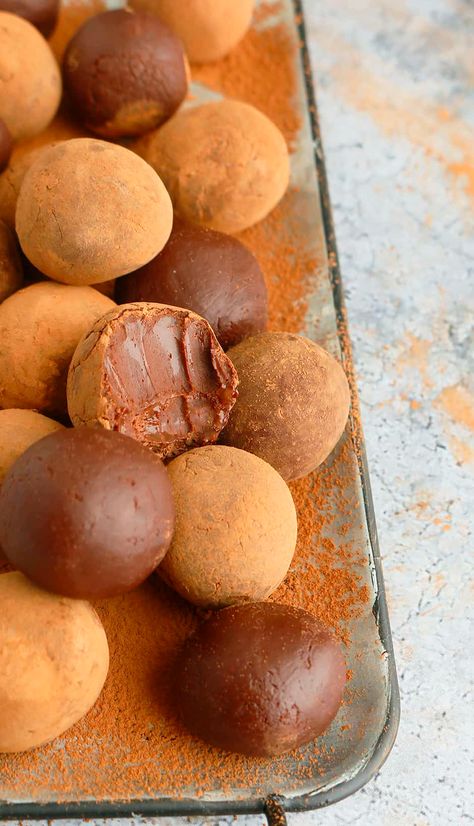 3 Ingredient Chocolate Truffles with Condensed Milk | Kitchen At Hoskins Truffles With Condensed Milk, Truffle Recipe Easy, No Bake Truffles, Chocolate Truffles Recipe, Homemade Chocolate Truffles, Sweet Condensed Milk, Homemade Truffles, Truffles Recipe, Condensed Milk Recipes