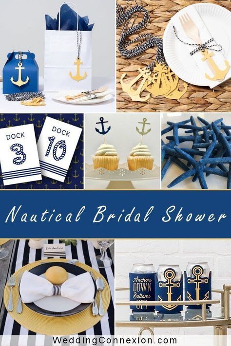 Bridal Shower Nautical Theme, Lakeside Bridal Shower Ideas, Lake Themed Bridal Shower Ideas, Lake Bridal Shower Ideas, Sailor Wedding Theme, Nautical Bridal Shower Ideas, Nautical Bridal Shower Decorations, Themed Bridal Shower Ideas, Nautical Wedding Reception