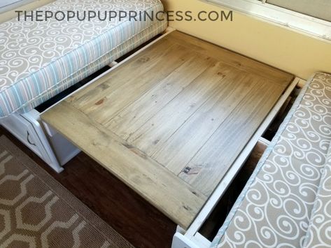 Camper Table, Popup Camper Remodel, Camper Diy, Zelt Camping, Camping Vintage, Camping Diy, Camper Trailer Remodel, Camper Organization, Vintage Camper Remodel