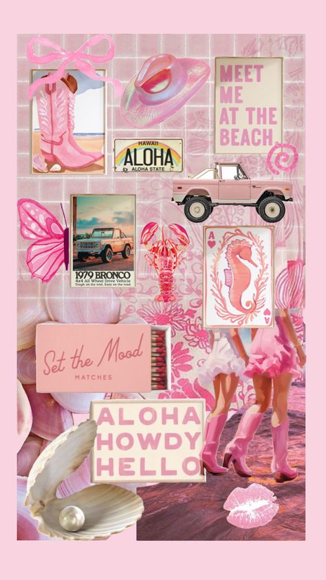 Preppy Coastal Cowgirl Mood Board. #homedecor #coastalcowgirl #pinkaesthetic #pink #preppy #preppyaesthetic #digitalart #vibes #wallart #prints #coastal #western #cowgirlmoodboard #beachgirl #oceancore Cowgirl Mood Board, Pink Coastal Cowgirl, Coastal Western, Pink Coastal, Cowgirl Print, Preppy Coastal, Pink Preppy, Wall Art Coastal, Hearts Print