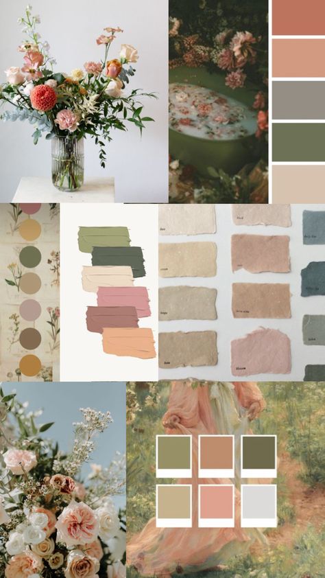 Muted neutrals Muted Neutrals Wedding, Spring Mauve Wedding, Muted Floral Color Palette, Midsummer Nights Dream Color Palette, Soft Summer Color Palette Wedding, Muted Bridesmaid Dresses Colour Palettes, Muted Wedding Florals, Earth Tone Wedding Theme Decor, Muted Color Interior Design