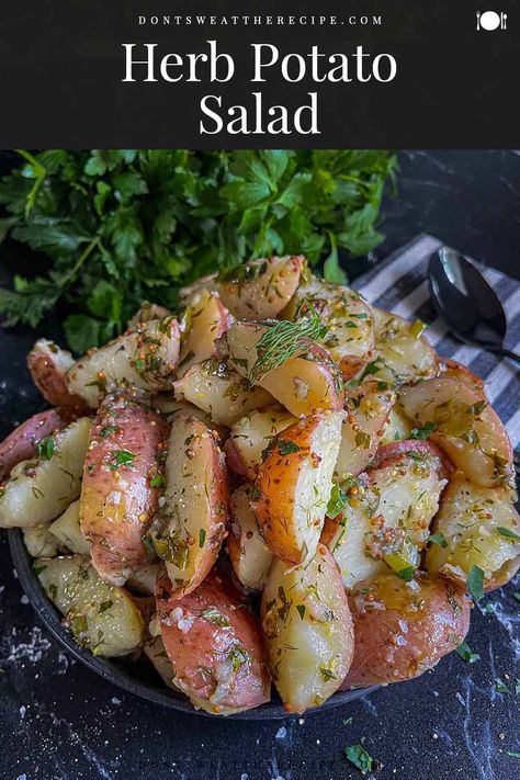 Herb Potato Salad, Red Skin Potato Salad, Herbed Potato Salad, French Potato Salad, Best Potato Salad Recipe, Warm Potato Salads, Red Potato Salad, Potato Salad Healthy, Vegan Potato Salads