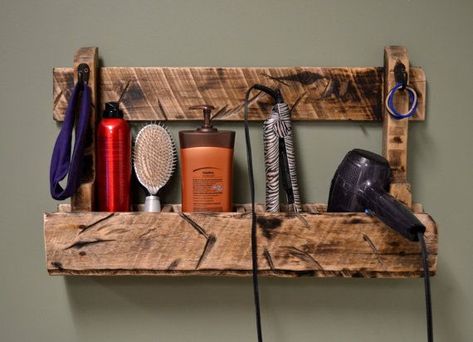 Hair Organization, Apartment Bathroom Organization, Hair Tool Storage, Restroom Ideas, Shots Snap, Pretty Bathroom, Dark Wood Bathroom, Dryer Rack, Hair Tool Organizer