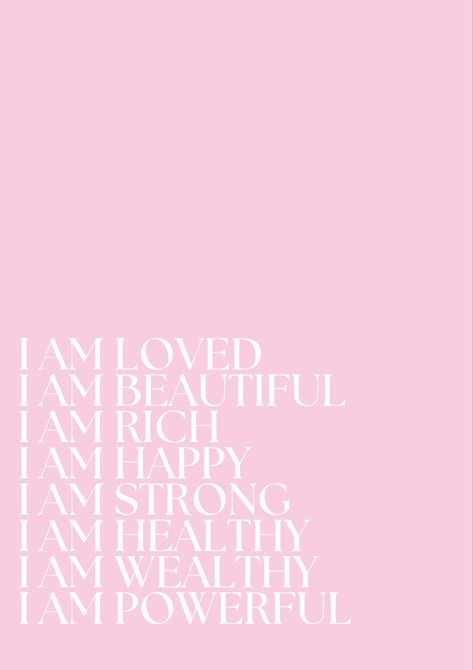 Morning Manifestation Quotes, Morning Affirmations Wallpaper, Pink Daily Affirmations, I Am Love Affirmations, I Am Manifestation, I Am Beautiful Wallpaper, I’m Beautiful Affirmation, I Am Pretty Affirmations, I Am Safe Affirmations