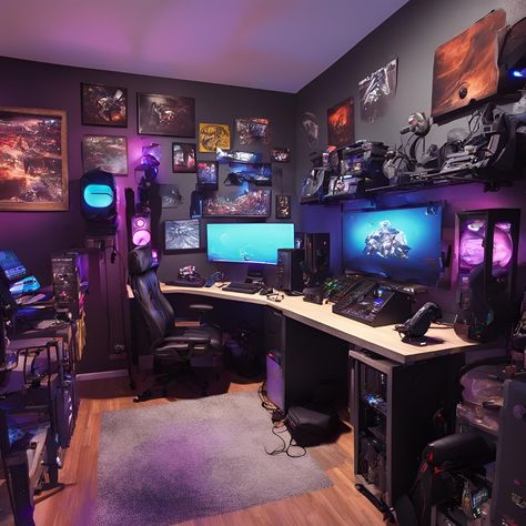 Level up your game! This gamer room is decked out with everything you need to dominate the competition. What are your must-have features for the perfect gaming setup? Share your thoughts in the comments! #gamerroom #gamingsetup #battlestation Gaming Room Design, Gamer Room Design, Dark Desk, Gaming Corner, Room Gaming, Setup Gamer, Room Corner, Gamer Room, Game Room Design